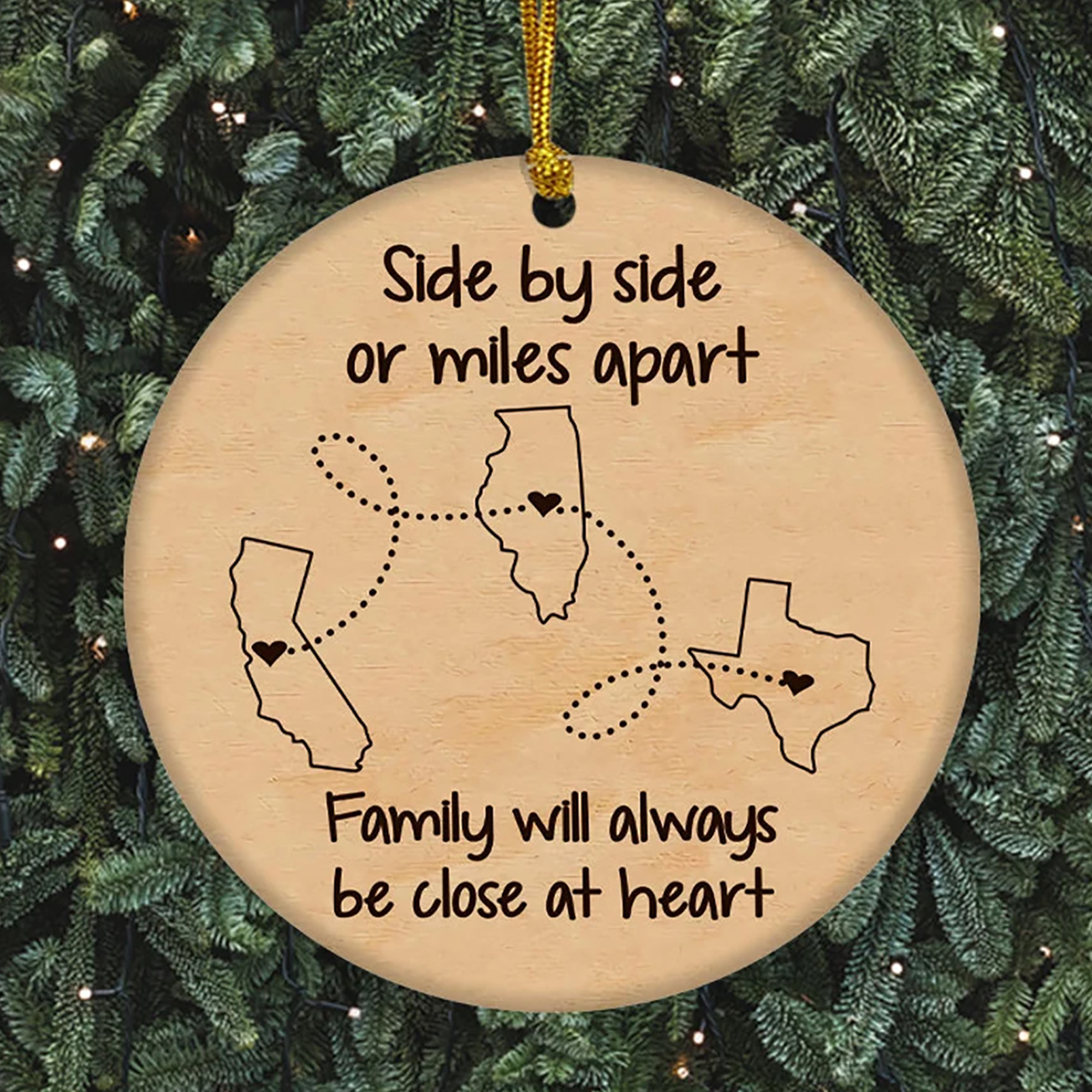 Personalized Miles Apart But Close At Heart Ornament Personalized Family Ornament Long Distance Christmas Gift State Ornament Family Member Gift